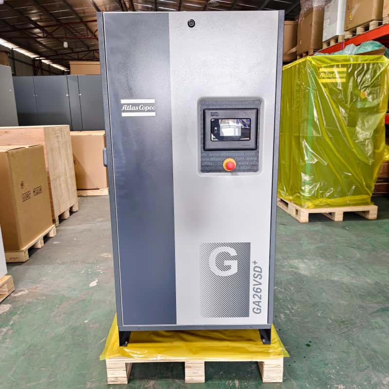 Atlas Copco Luftkompressor Original GA26 VSD + 26 kW 35 PS Öleingespritzter Schraubenluftkompressor mit variabler Geschwindigkeit 13 Bar