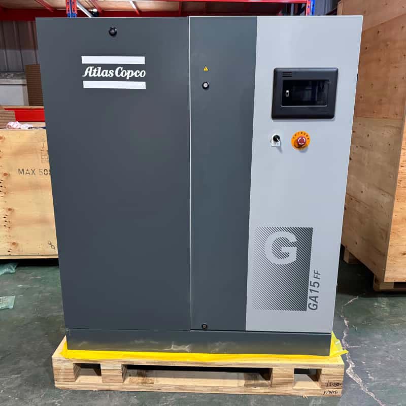 Atlas Copco GA15 FF 15 kW öleingespritzter Schrauben-Luftkompressor, integrierter Trockner 7,5 13 Bar